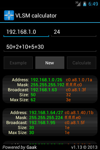 subnet vlsm for android